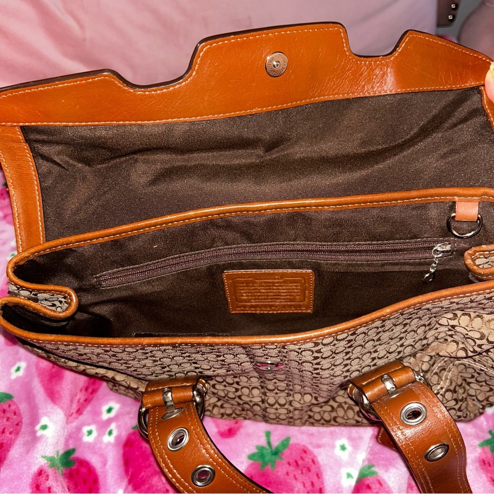 Coach Y2K F12312 Soho Signature Jacquard Flap Satchel Bag Bwn - Picture 3 of 5